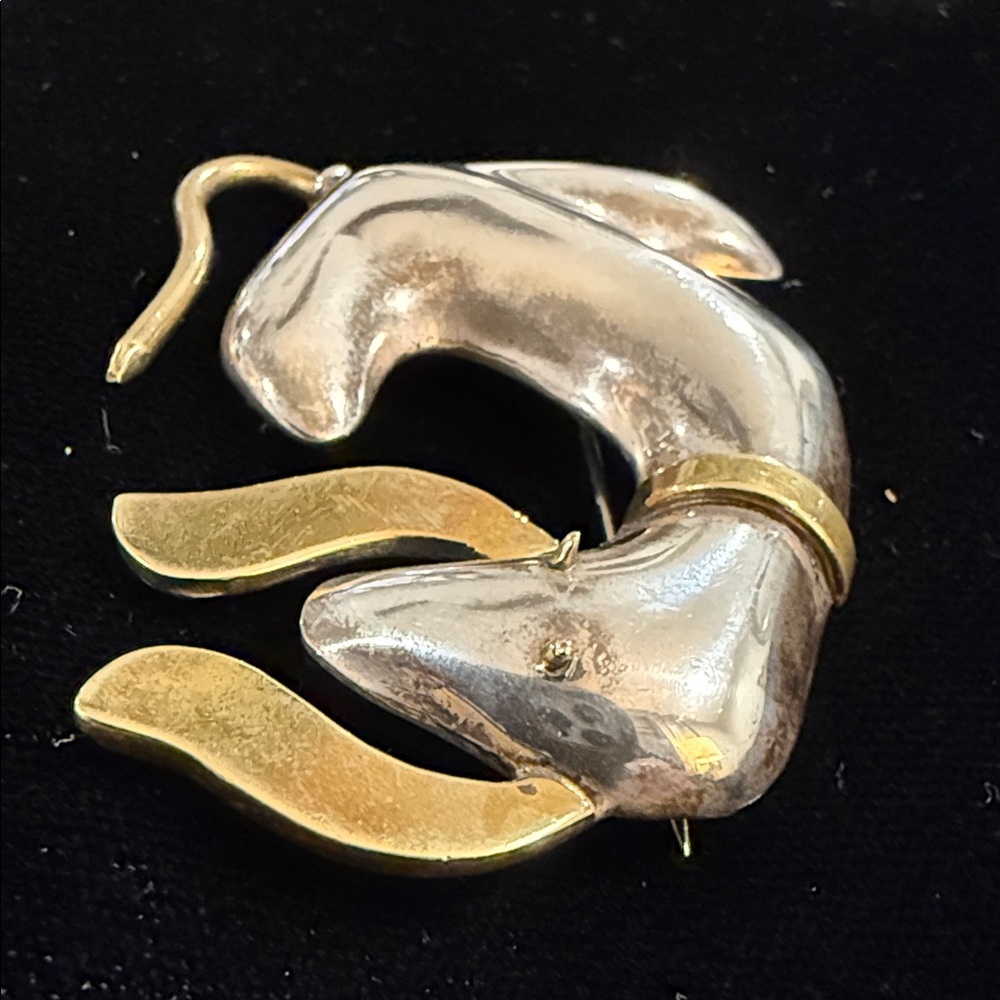 Vintage 925 Mexican sterling Silver and Gold Dog Brooch - Picture 5 of 7